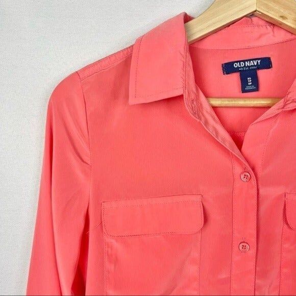 Old Navy Melon Pink Long Sleeve Button Down XS - Picture 3 of 4